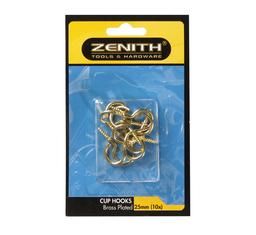 Cup-Hooks Brass-Pl 25mm 10pce - 8 Pack