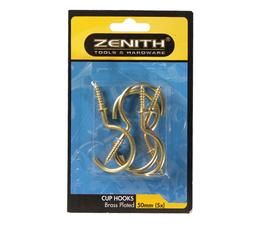 Cup-Hooks Brass-Pl 50mm 5pce - 12 Pack