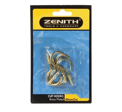 Bulk Pack 15 X Cup Hooks Brass Plastic 40mm 5 Piece