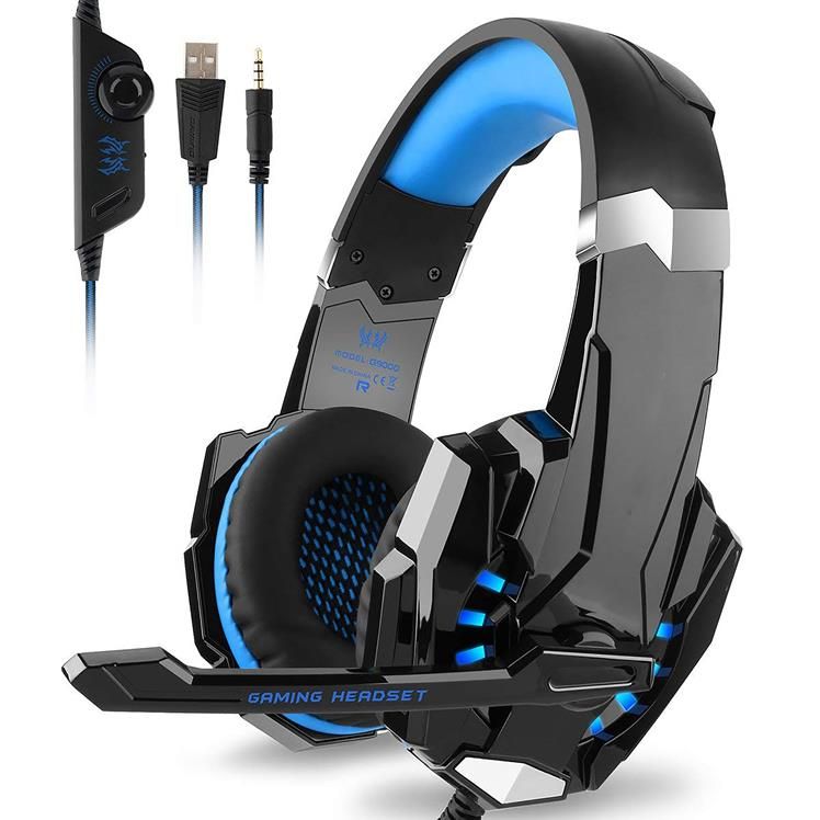 Cell N Tech Gaming Headphones G9000 with Mic & LED Lights Aux 3.5mm - Blue