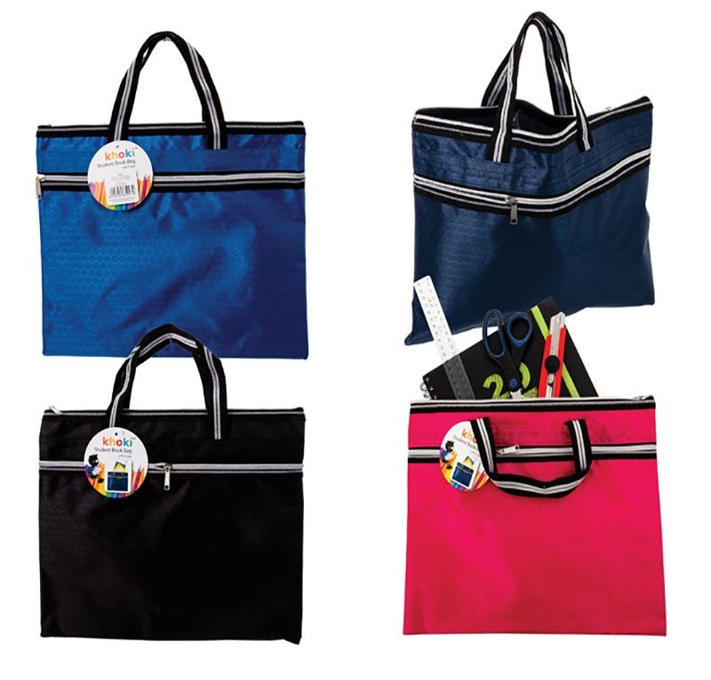 Bulk Pack x 4 Student Book Bag 2x Zips A4