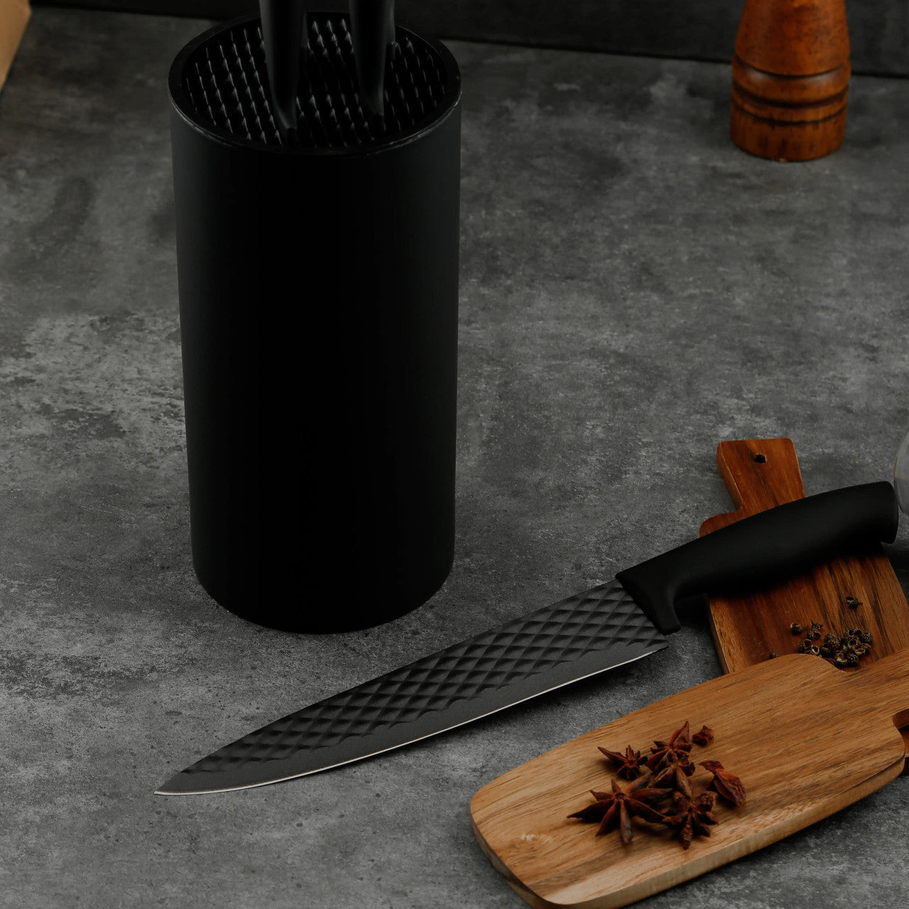 Knife Block Set with Advanced Sharpness & Durability, Black