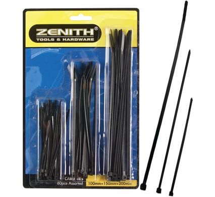 Bulk Pack 6 x Cable Ties 100/150/200mm Carded - Black