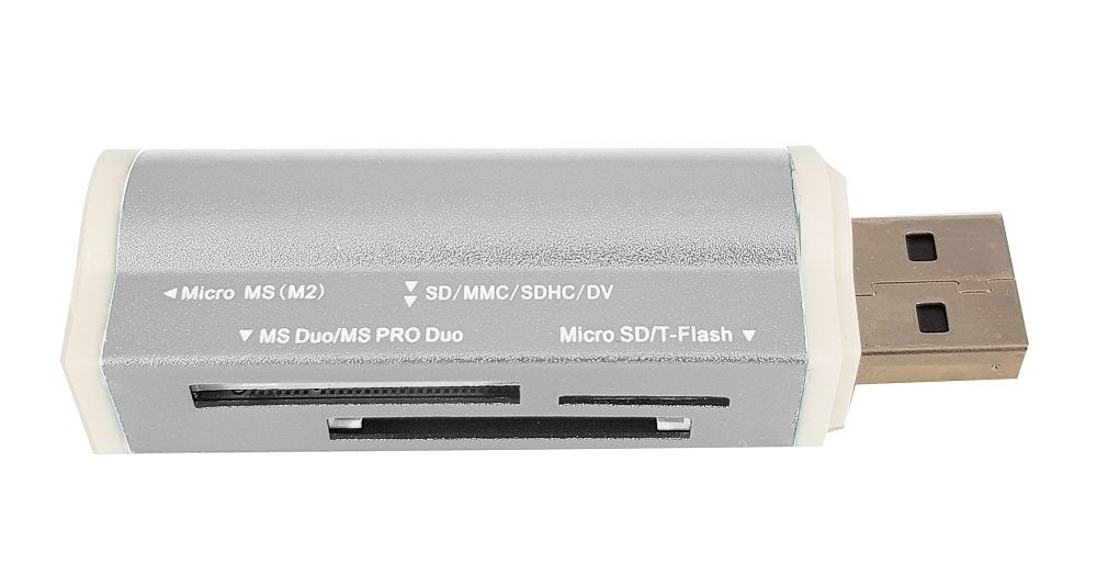 USB Card Reader All-in-One | Compact Multi-Card Reader - Silver