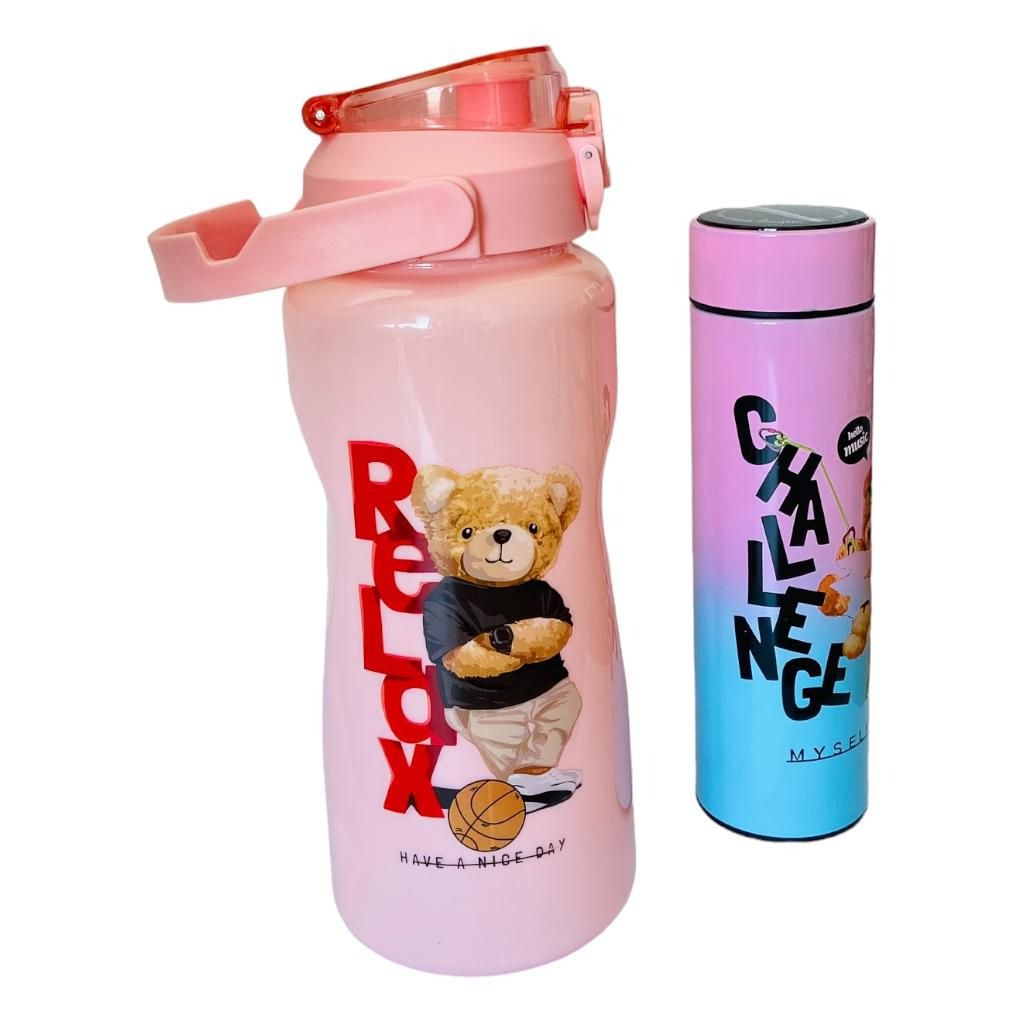 Water Bottle and Flask Set Themed Relax & Challenge