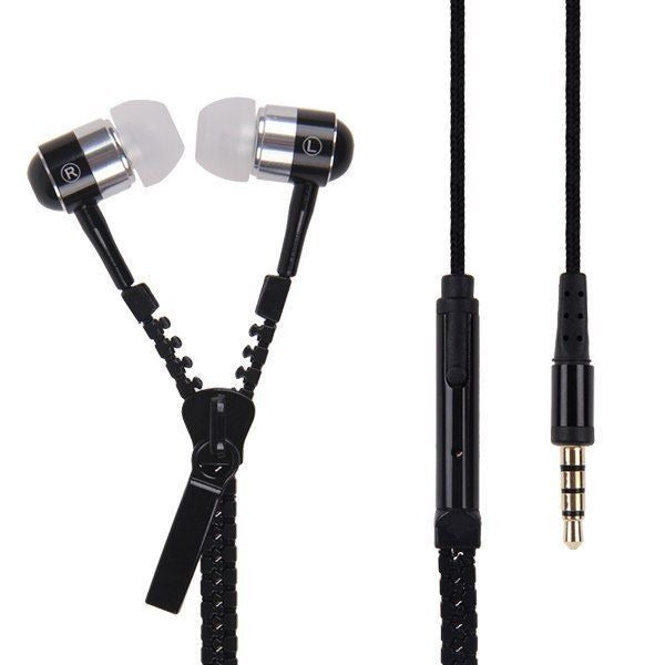 Zipper Earphones - Black
