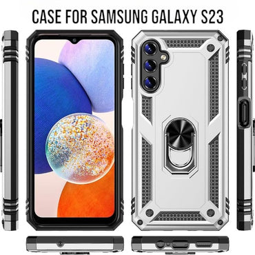 Anti-Drop Armor Case for Samsung Galaxy S23 - Silver And Black