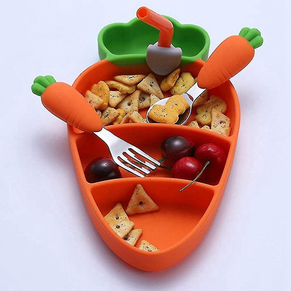 Baby/Toddler Carrot Silicone Divided Plate Set