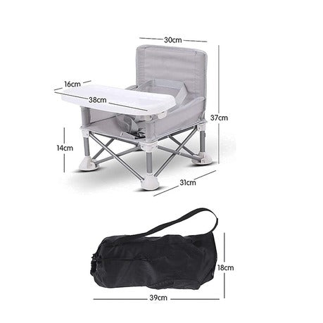 Foldable Baby Dining Chair Seat with Tray and Travel Bag MU-5 Grey