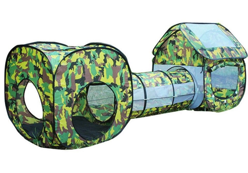 Children's play tent with tunnel
