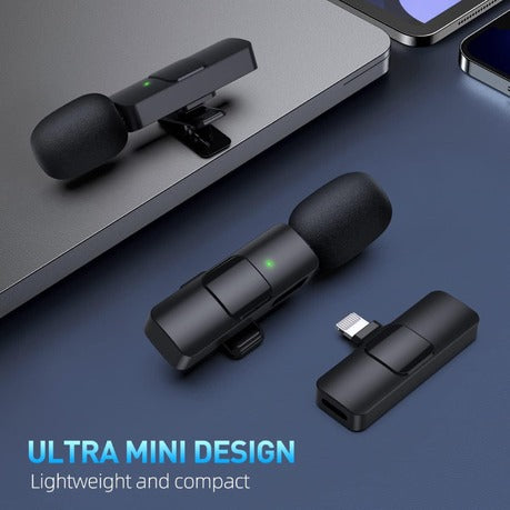 2 Pack Wireless Lavalier Microphones for iPhone iPad Professional Clip Mic