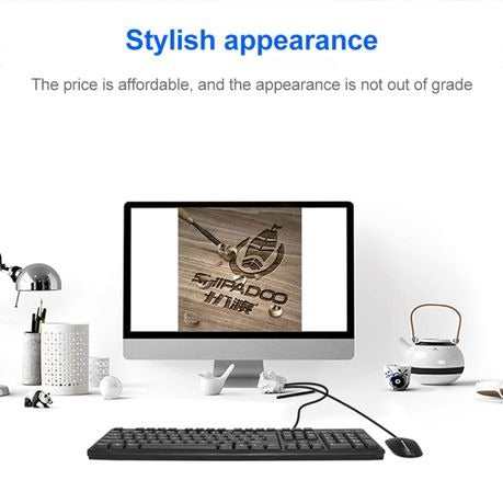 Shipadoo D160 USB Wired Splash Proof Home Office Keyboard & 10000 DPI Mouse