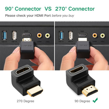 UGreen HDMI 90° Dwn M to HDMI F Adp-BK