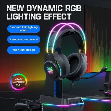 Neon Magic RGB Lighting Noise Reduction Wired Headphon Onikuma X26 3.5mm
