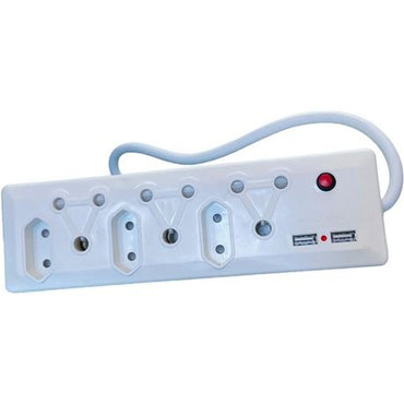 8 Way Multi Plug Power Adaptor, Euro & 2 x USB Charger 1A