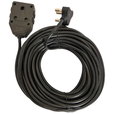 20m & 15m Extension Cord - Black - Pack Of 2