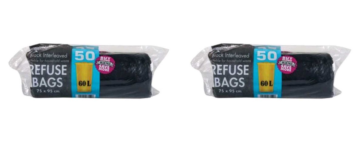 Refuse Black Bags - 100 Pack (750 x 950mm)