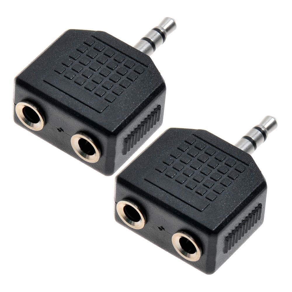 3.5mm Male to 2X3.5mm Female Audio Splitter - 2 Pack