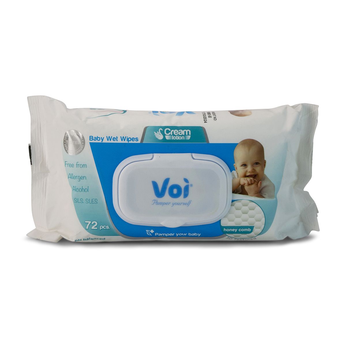 Voi - Wet Wipes - Baby Wipes - Honeycomb - 16cm x 19cm - 72 Piece