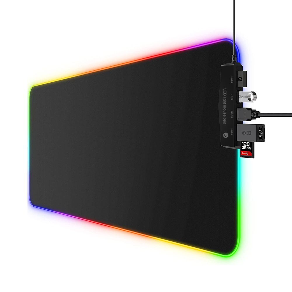 Eco-Friendly Waterproof 4 USB Port LED RGB Gaming Mouse Pad - Black