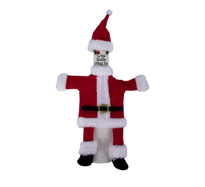 Xmas - Table Decor - Wine Bottle Dress Up - Santa - 42cm - 6 Pack