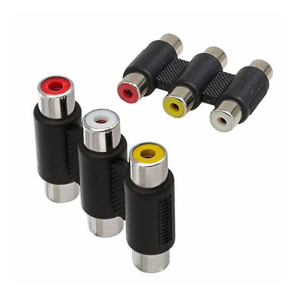 3 RCA Female To 3 RCA Female Adapter - Black - 2 Pack