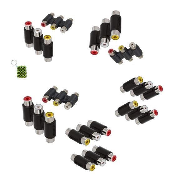 3 RCA Female TO 3RCA Female Adapter Pack Of 100 + Keychain