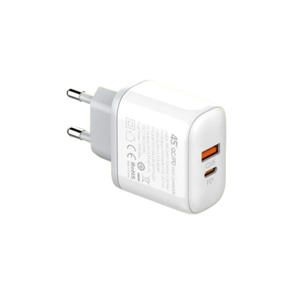 LDNIO - A2526C - 45W Fast Wall Charger With 1 Meter Type-C Cable - White