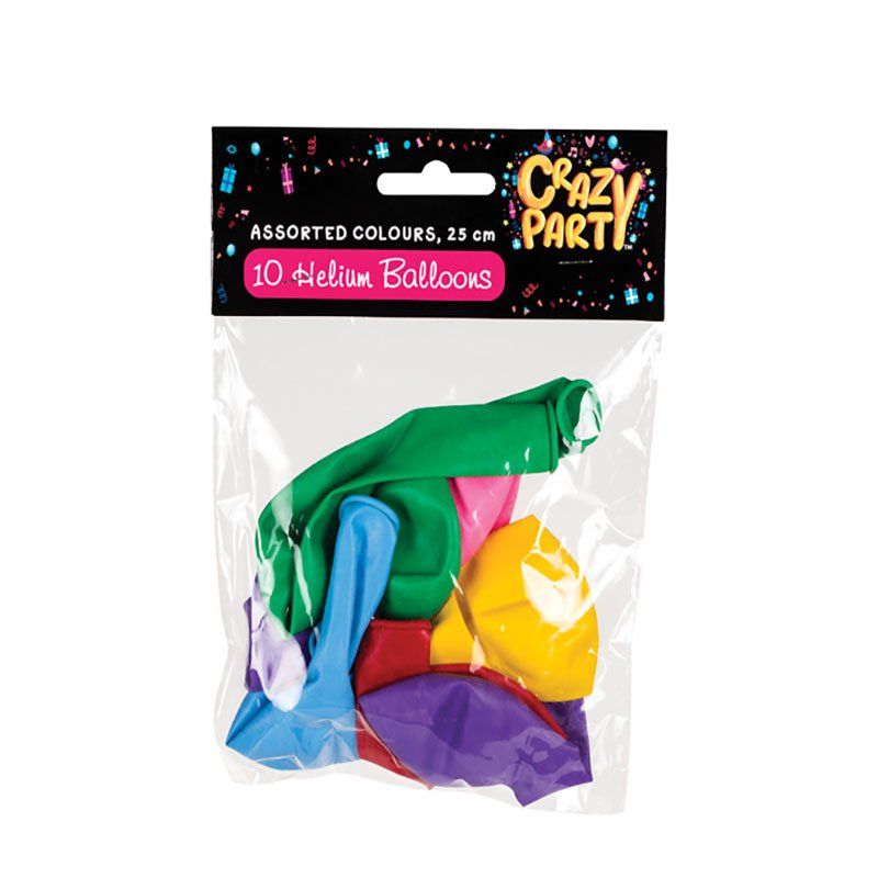 Balloons - Helium - Latex - Mixed Colours - 10 Pieces - 25cm - 5 Pack