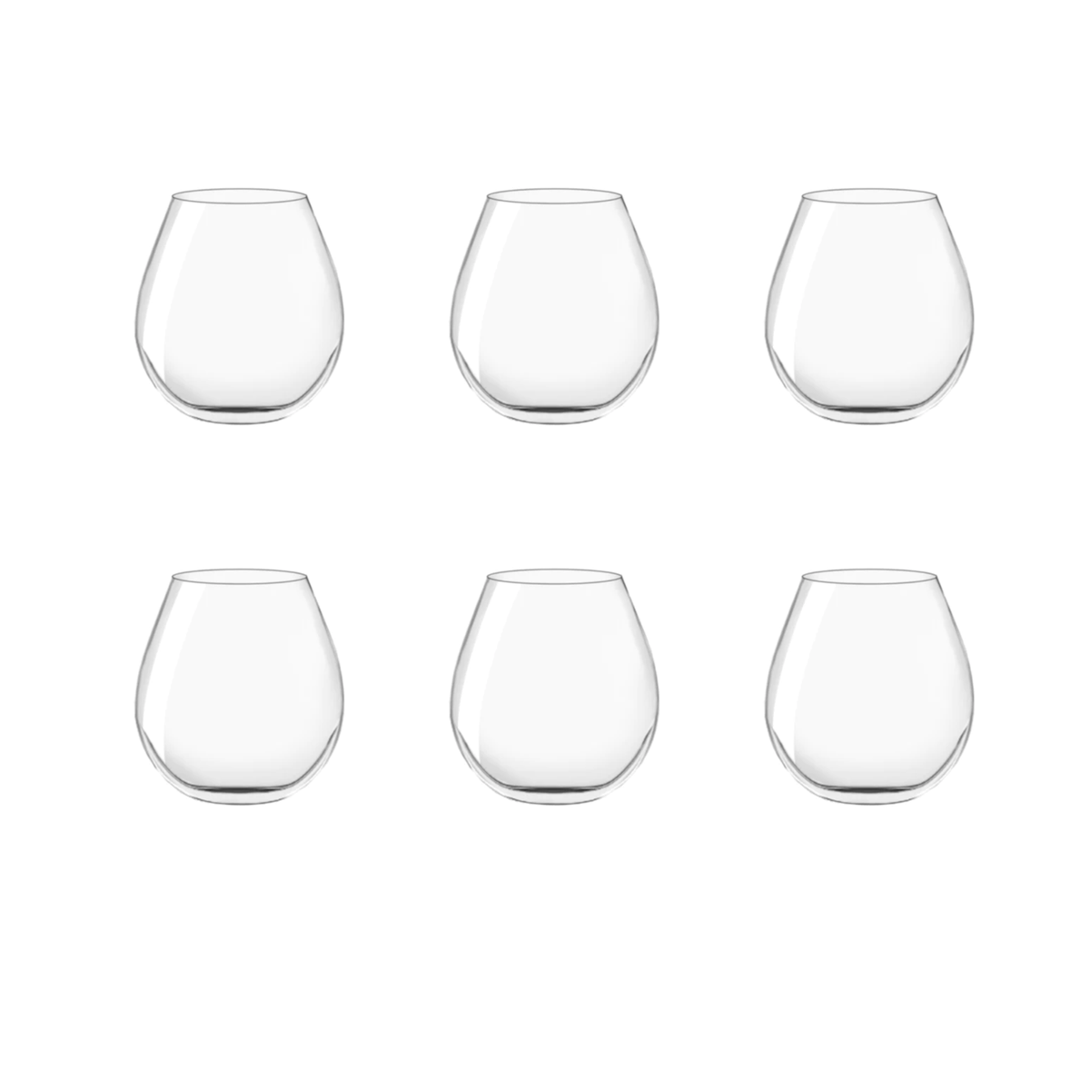 475ml Stemless Wine Glass Set - 6 Pieces
