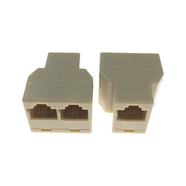 High Quality Pack Of 2 RJ45 Splitter 2 To 1 Coupler - Cream