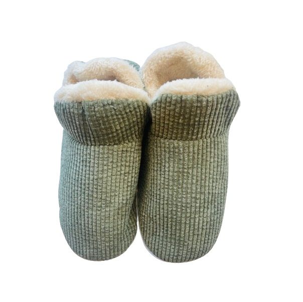 Slipper Booties with Plush Fur Lining - Green - UK 6