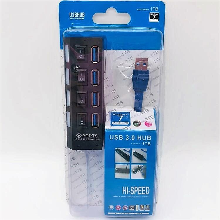 4-Port USB 3.0 Hub with Individual Switches