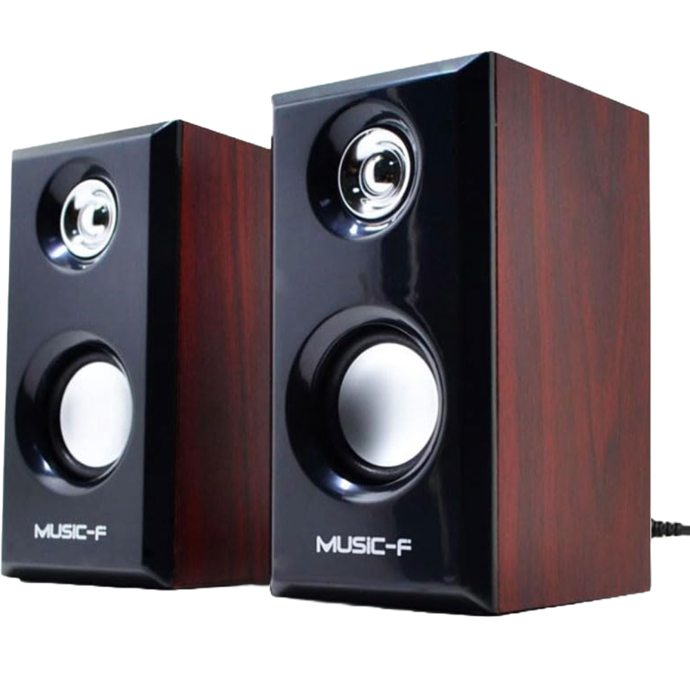D-092 Wooden Computer Speakers - Wired PC Speakers with AUX and USB Adapter