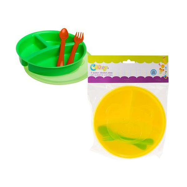 Cooey - Toddler Feeding Plate with 3-Divider & Cutlery