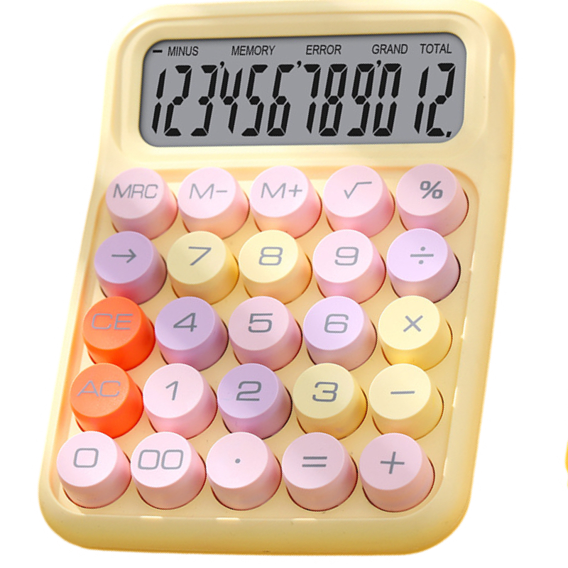 12 Digits Calculator With Large LCD Display, Desktop -Yellow