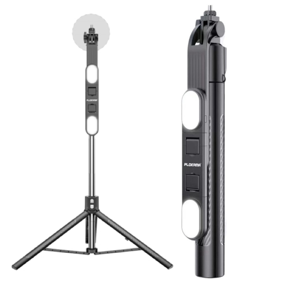 Plokama K10 Pro Long Tripod LED Light, Selfie Stick, Strong Tripod -200cm