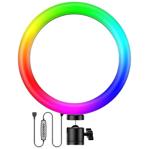 26cm USB-Powered Dynamic RGB Ring Light - Black