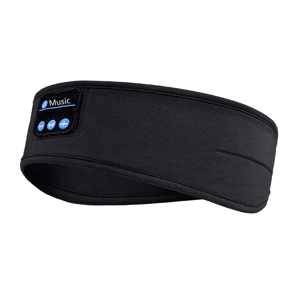 Bluetooth Sports Headband Headphones with Built-in Thin Speaker - Black