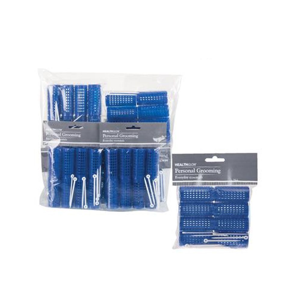 Hair curlers plastic - 8pc - medium blue