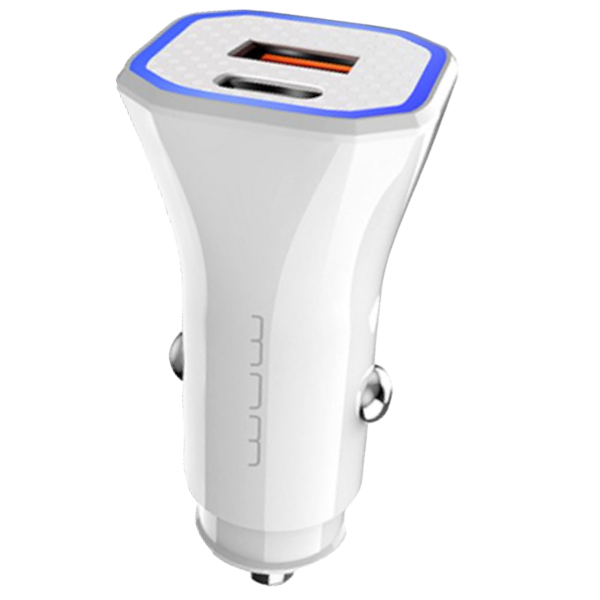 WUW - C149 - Type-C + USB Port Fast Charging Car Charger - White