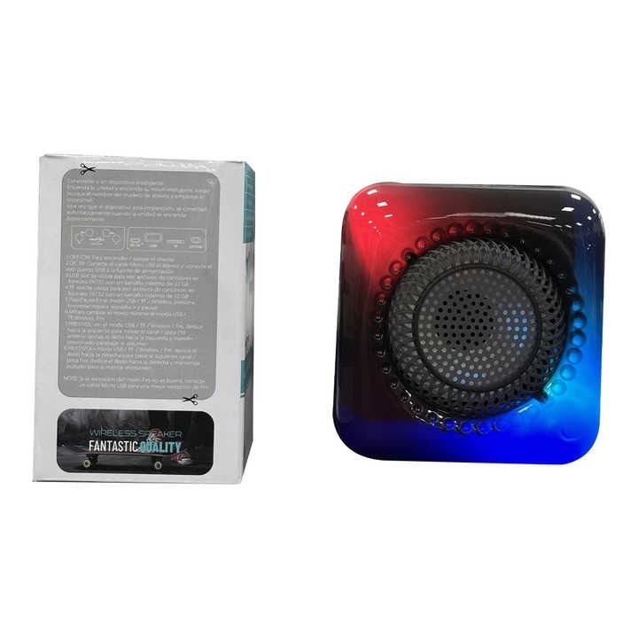Portable Bluetooth Speaker with FM Radio, USB & LED Lights