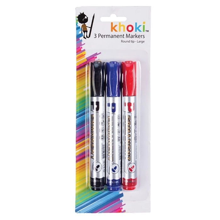 Pack of 3 Permanent Markers - Round Tip (Set of 6)