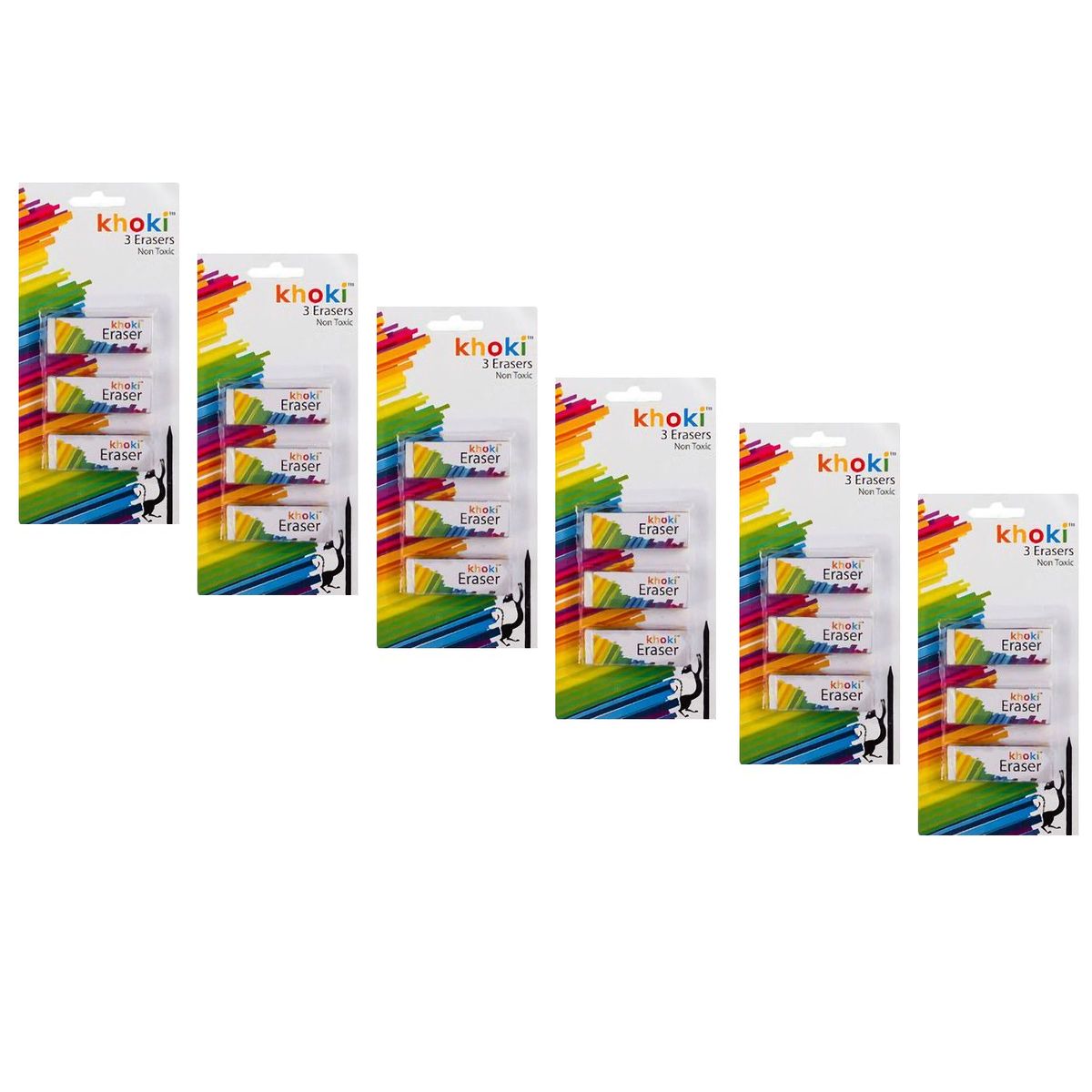 3 Piece Eraser Set - Bulk Pack 6