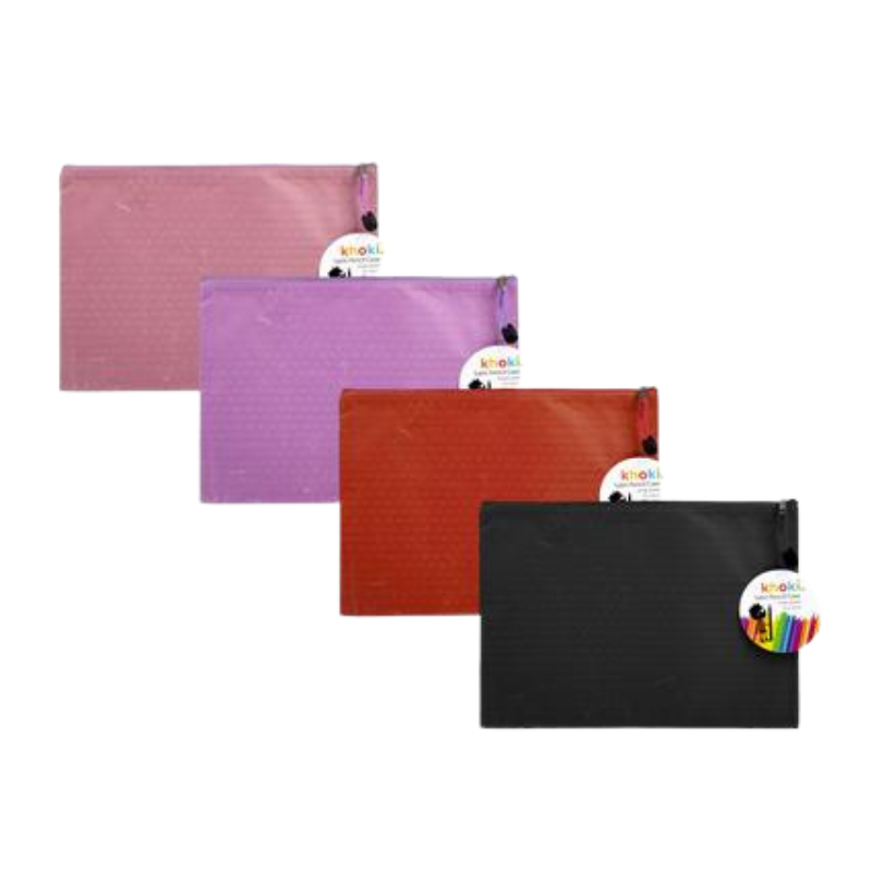 Pencil case/file pocket satin 33.5x24cm-4 Pack