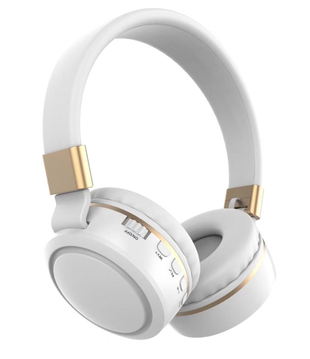 white T17-High qulity Bluetooth folding headphones