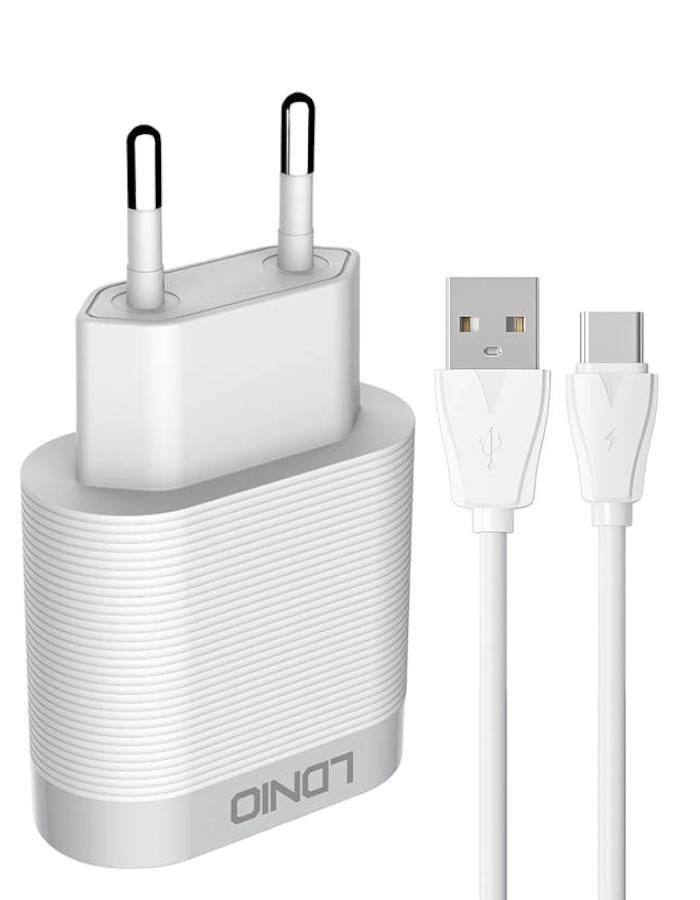 LDNIO - A303Q - 18W Fast Charging Adapter with Type-C Cable - White