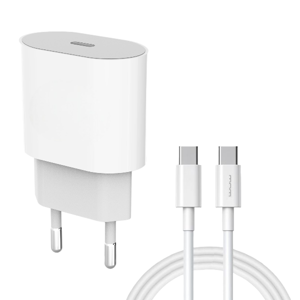WUW - T79 - Type-C Port Charging Adapter with Type C Cable - White