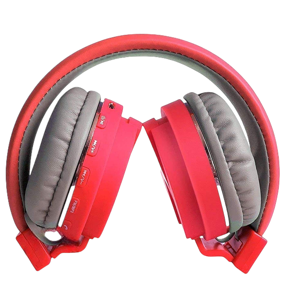 AZ11 - Adjustable Wireless Headset With Built-In Microphone - Red/Grey
