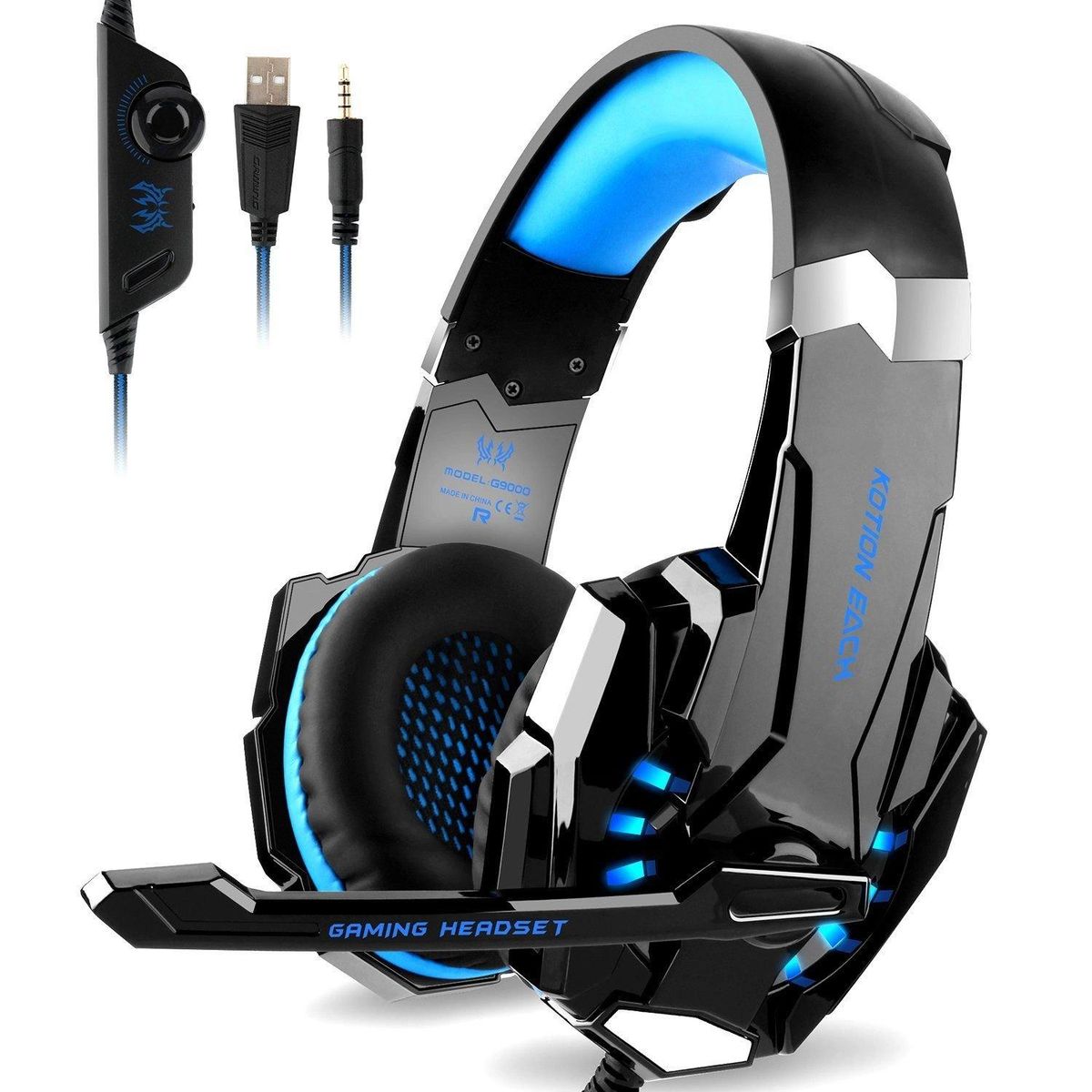 DW G9000 Gaming Headphone with Mic-Blue. Compatible With PS4,Xbox One,Pc